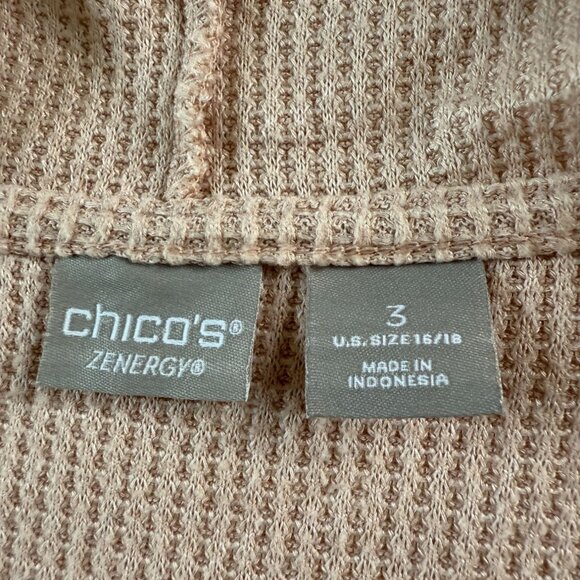 Chicos Zenergy 2-Piece Pink Waffle-Knit Cardigan & Tank Set Size 16/18 Resort - Picture 6 of 15